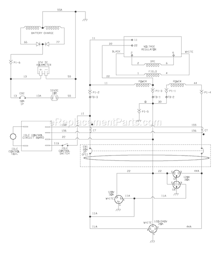 Page E Diagram and Parts List for 030342-0  Briggs and Stratton Generator